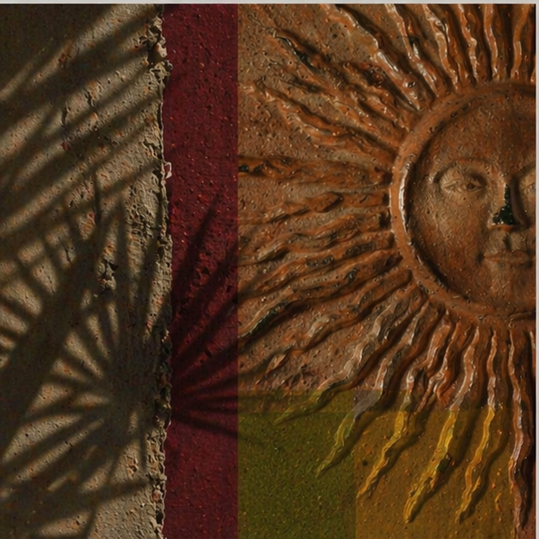 wooden carved sun relief